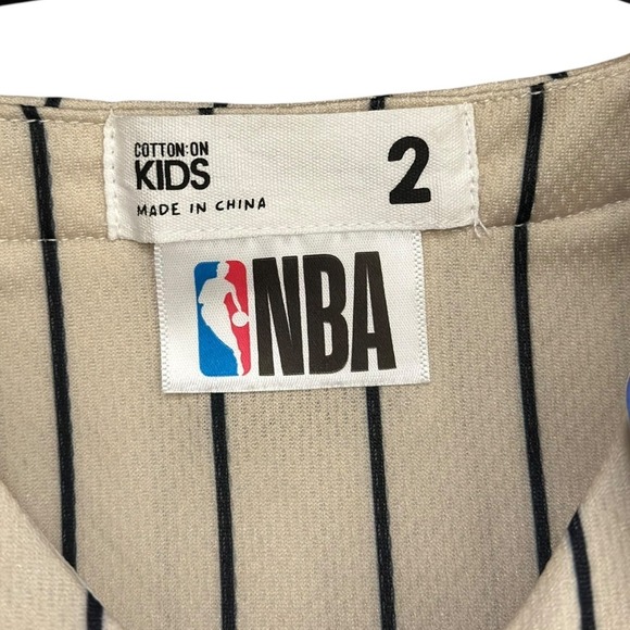 Kids NBA Los Angeles Lakers Baseball Style Jersey Size 2 Pinstripe Yellow Trim - Picture 5 of 8